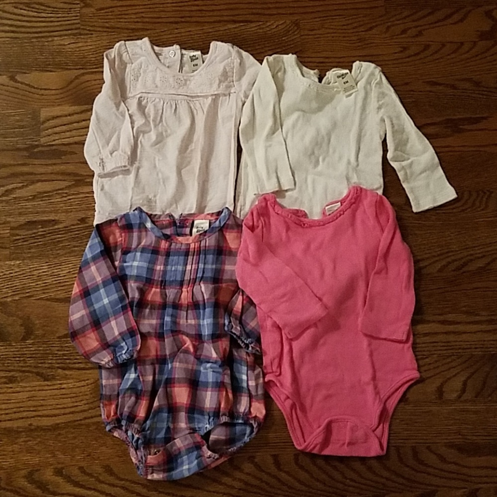 Baby B'Gosh 6 Month Long Sleeve Onesies, Lot of 4